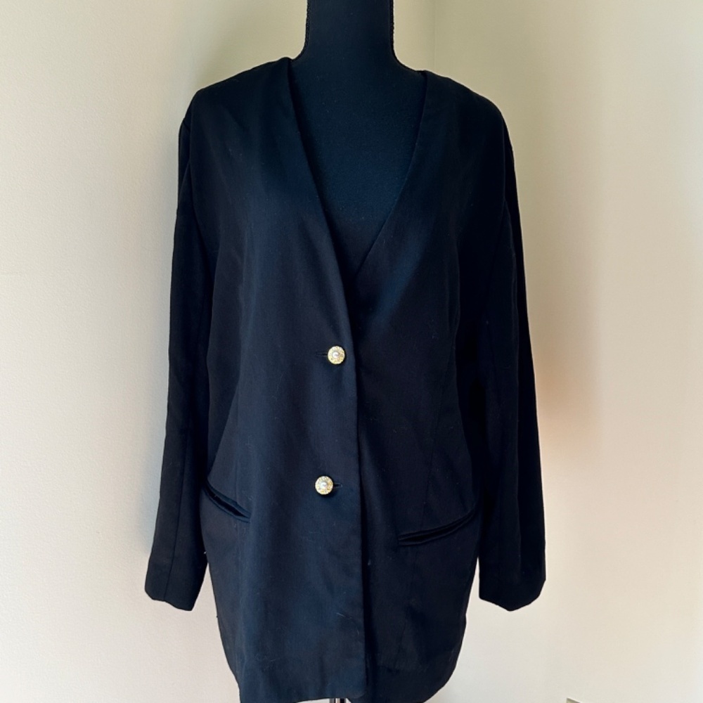 *JACLYN SMITH* Black x Gold Long Sleeve Blazer Suit Jacket Size